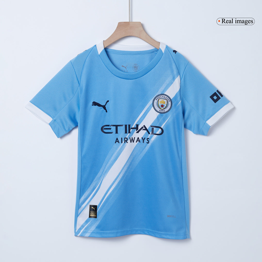 Kid's Manchester City Home Soccer Jersey Kit(Jersey+Shorts) 2025/26 Blue