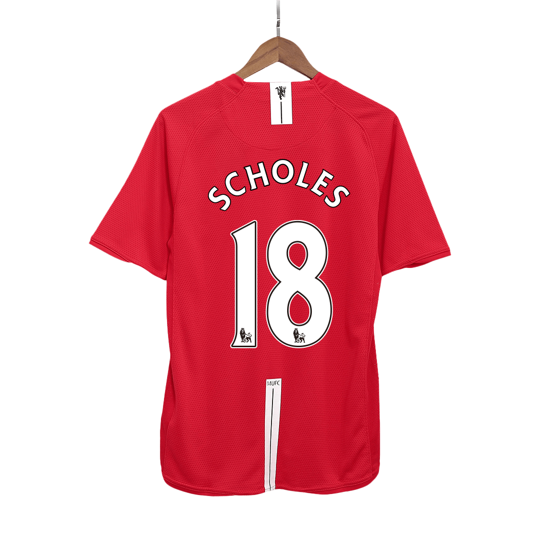 Manchester United SCHOLES #18 Home Soccer Jersey Retro 2007/08