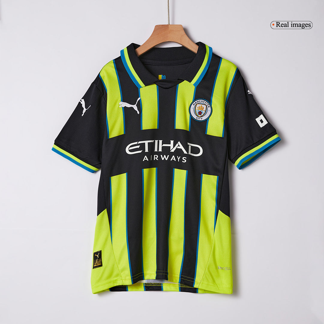 Maillot de football extérieur Manchester City 2024/25 pour enfant (maillot, short, chaussettes)