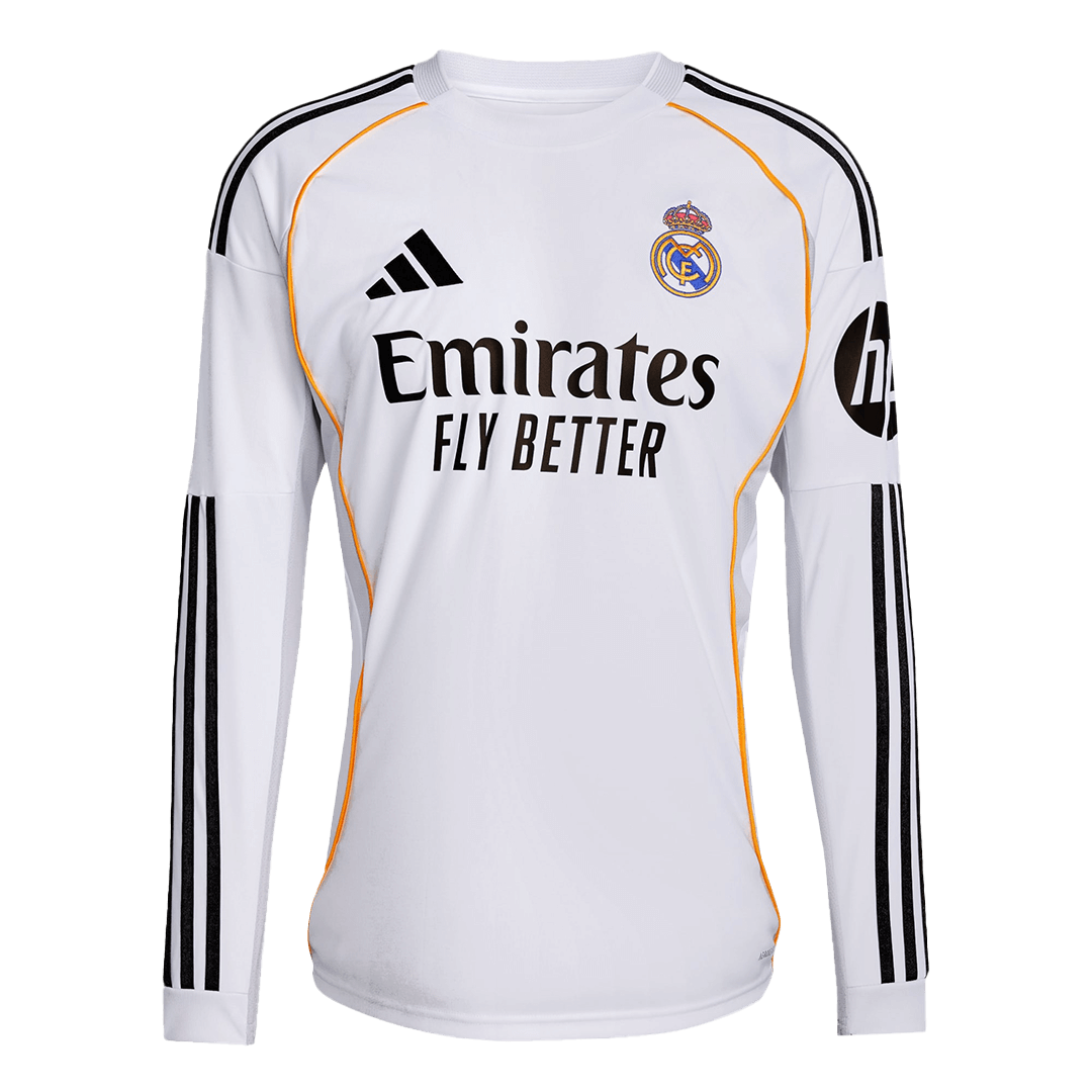 Real Madrid Home Long Sleeve Soccer Jersey 2025/26 White