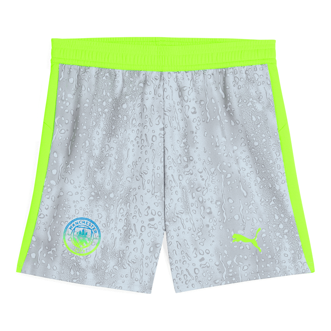 Manchester City Third Away Soccer Jersey Kit(Jersey+Shorts) 25/26  Gray