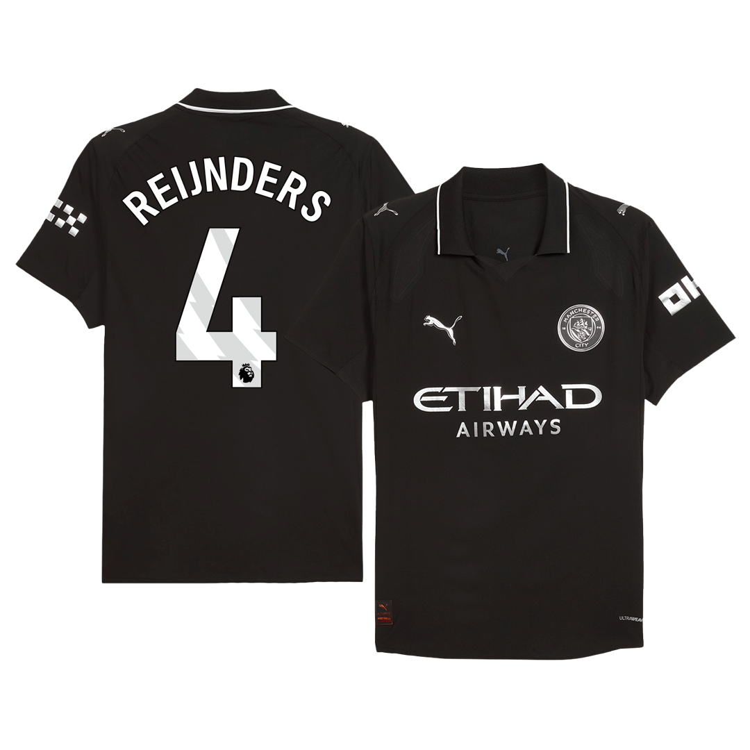 REIJNDERS #4 Authentic Manchester City Away Soccer Jersey 2025/26 Black
