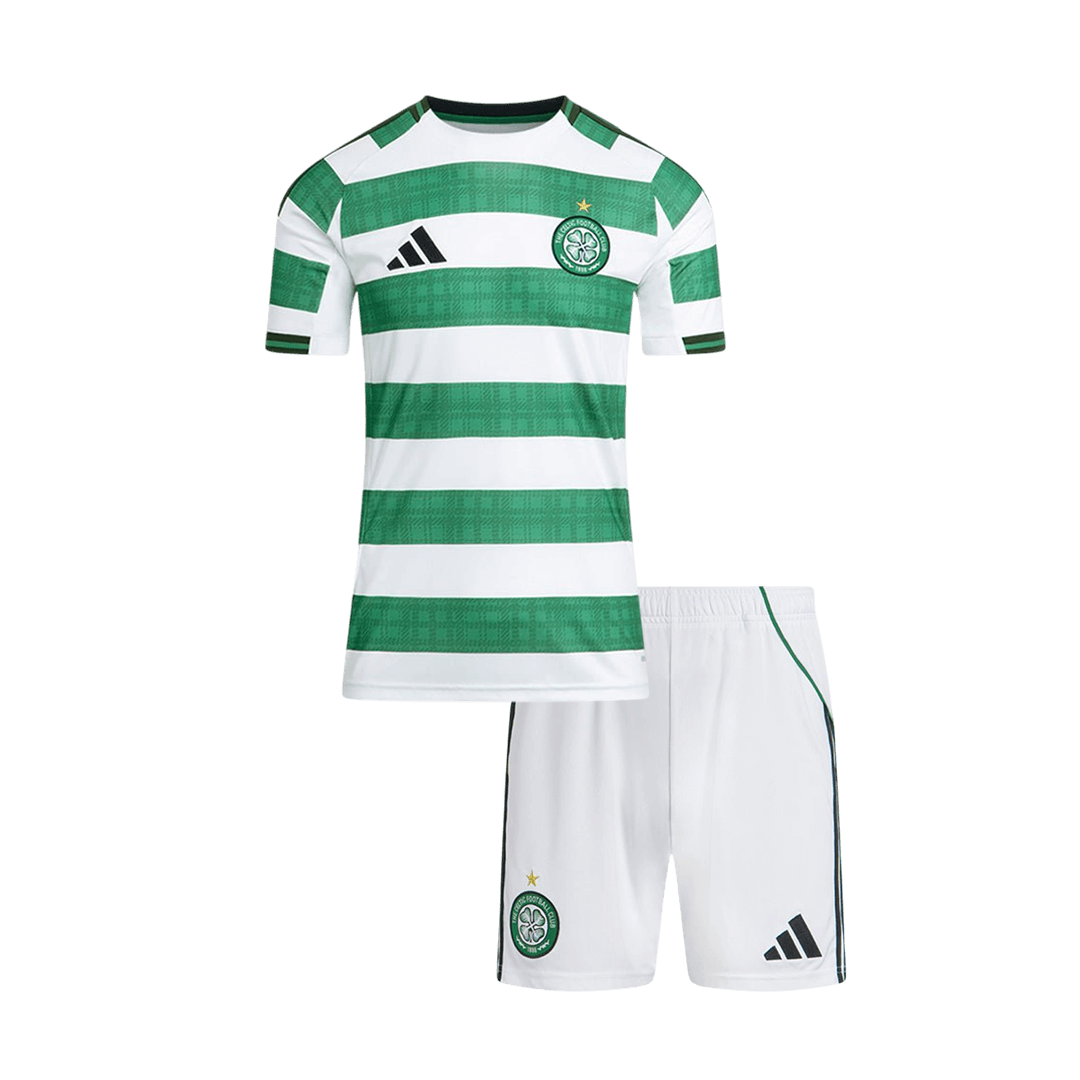 Kid's Celtic Home Soccer Jersey Kit(Jersey+Shorts) 25/26 Green&White