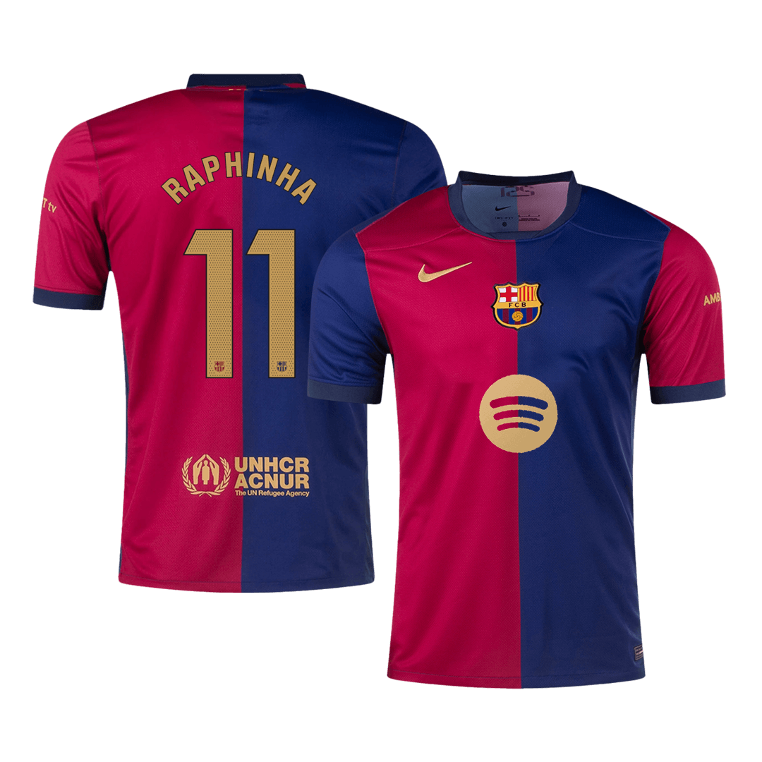 Barcelona RAPHINHA #11 Home Jersey 2024/25 -（Spotify Logo Without Text）