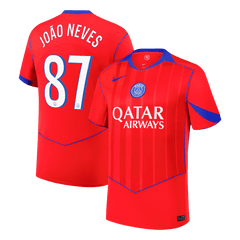JOÃO NEVES #87 PSG Third Away Soccer Jersey 2025/26 Red