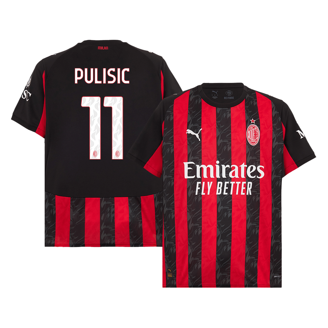 Maillot de football domicile AC Milan PULISIC #11 2025/26 rouge et noir
