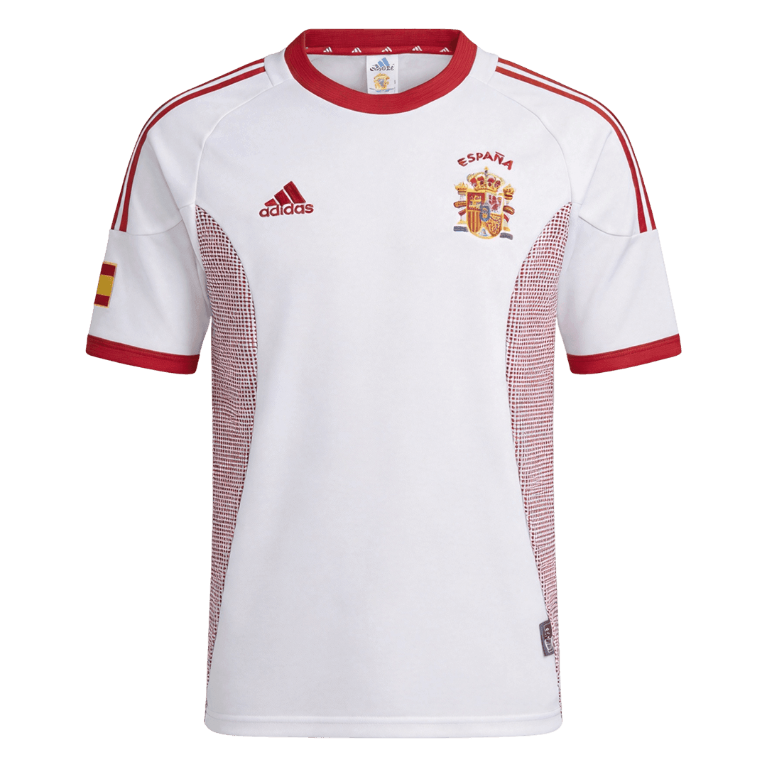 Men Retro Fan Version Spain Away Soccer Jersey World Cup 2002 White