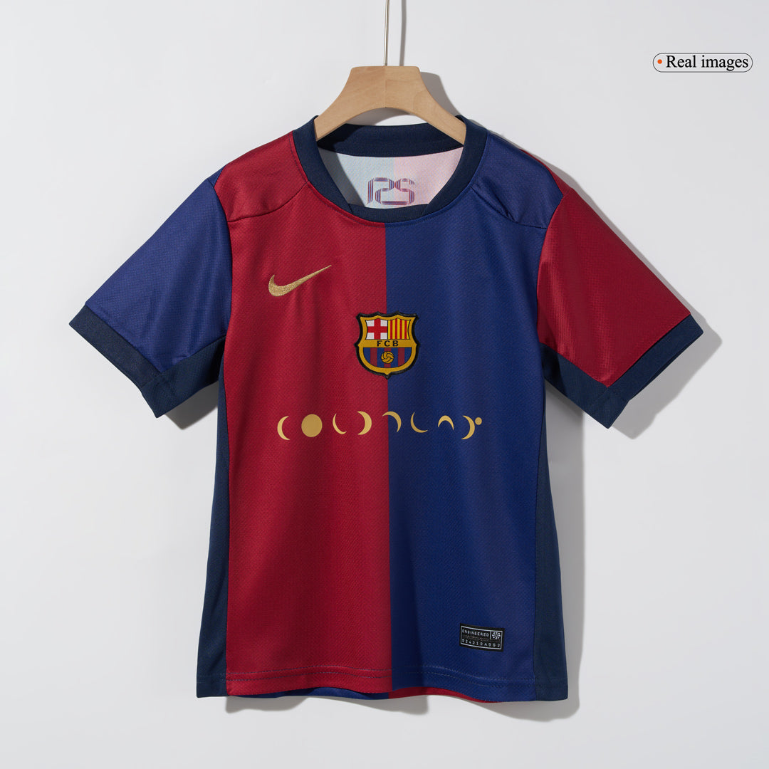 Maillot de football domicile Barcelone 2024/25 pour enfant (maillot + short) - COLDPLAY
