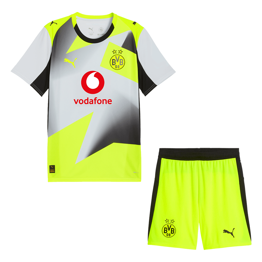 Borussia Dortmund Away Soccer Jersey Kit(Jersey+Shorts) 25/26 Gray