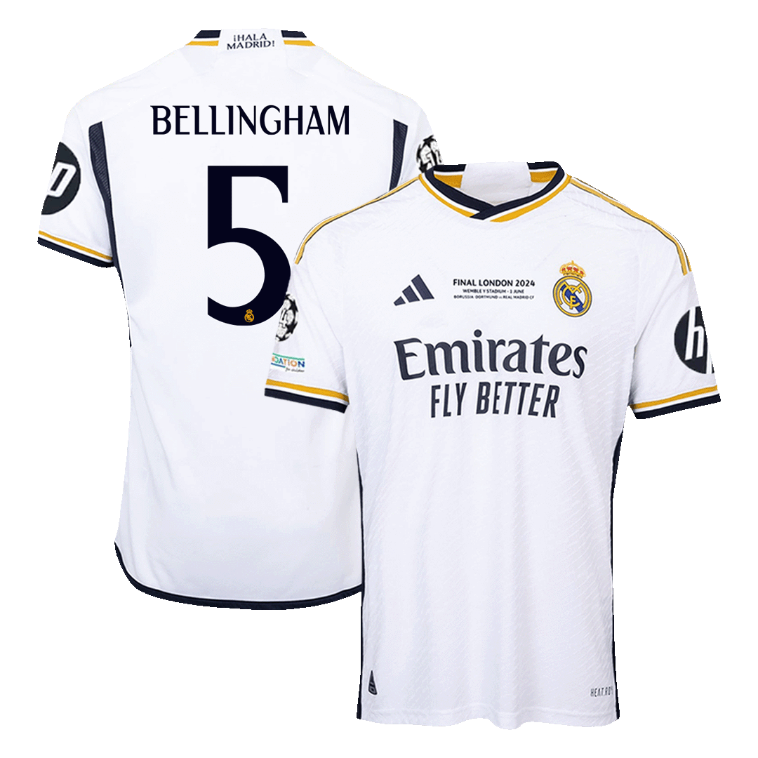 Maillot domicile authentique Real Madrid BELLINGHAM #5 2023/24 - Finale UCL