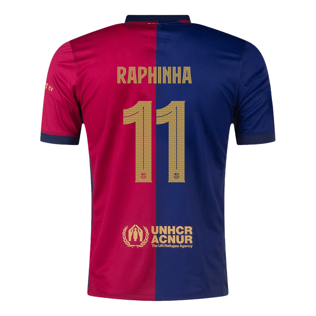Barcelona RAPHINHA #11 Home Soccer Jersey 2024/25 - UCL Edition(Spotify Logo Without Text)
