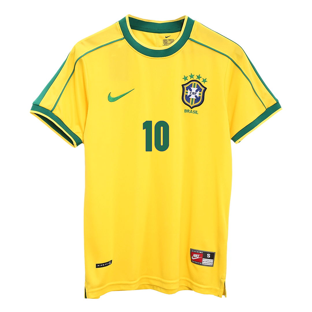 Maillot de football rétro domicile Brésil RIVALDO #10 1998