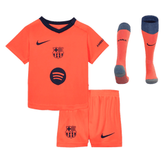 Kid's Barcelona Third Away Soccer Jersey Kit(Jersey+Shorts+Socks) 25/26 Orange