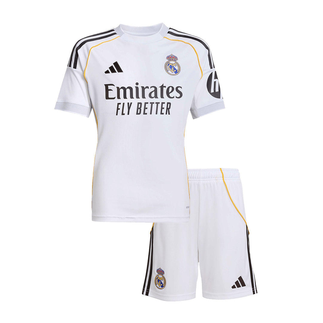 Kid's Real Madrid Home Soccer Jersey Kit(Jersey+Shorts) 2025/26 White