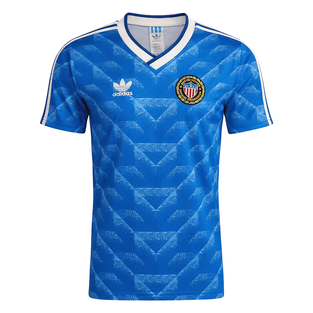 Men Retro Fan Version USA Away Soccer Jersey 1988 Blue