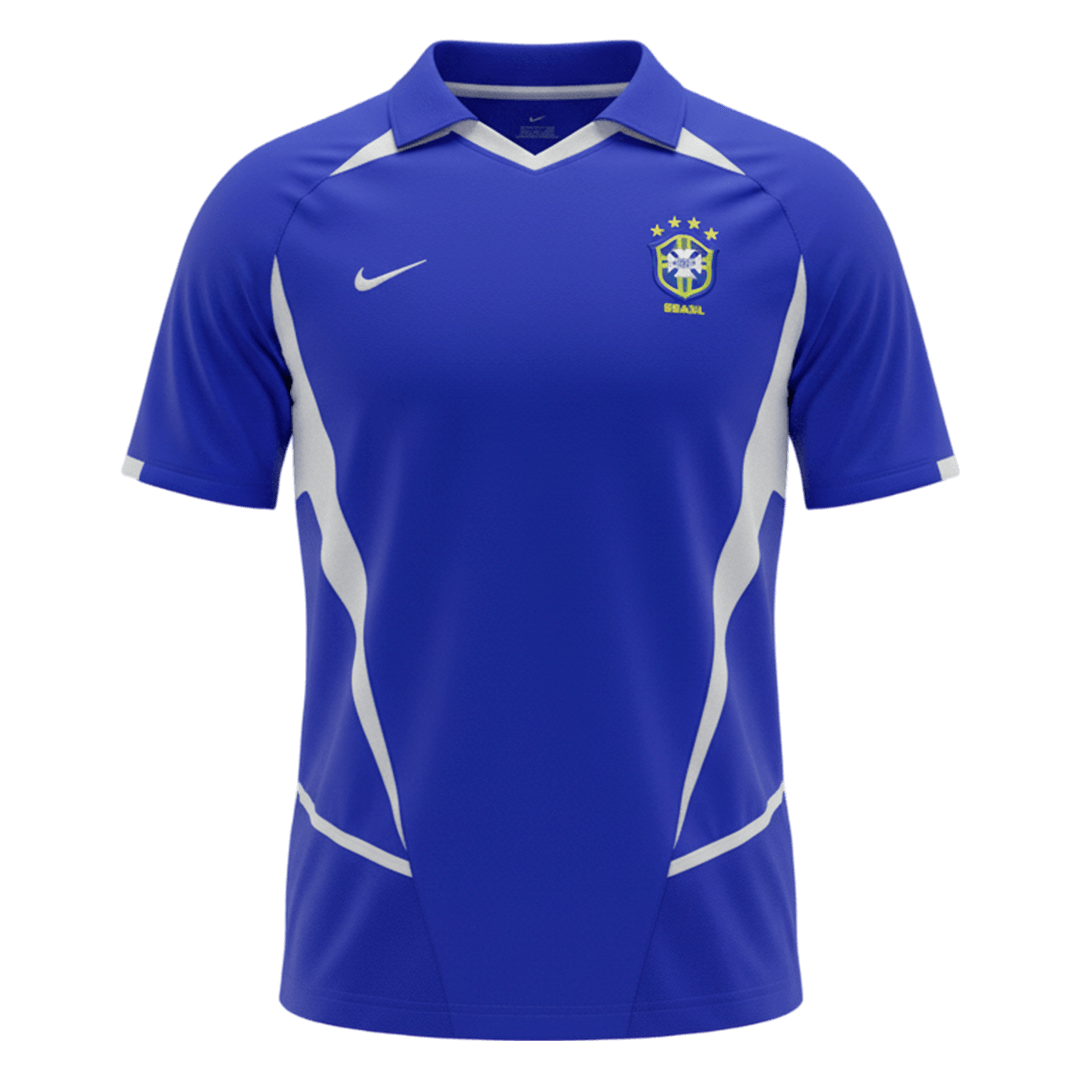 Retro 2002 Brazil Away Soccer Jersey Blue