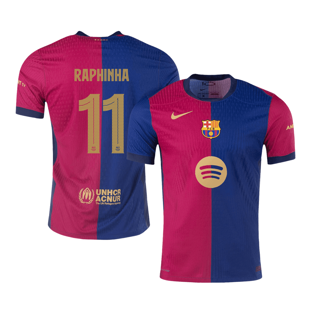 Barcelona RAPHINHA #11 Home Soccer Jersey Authentic 2024/25 - UCL Edition(Spotify Logo Without Text)