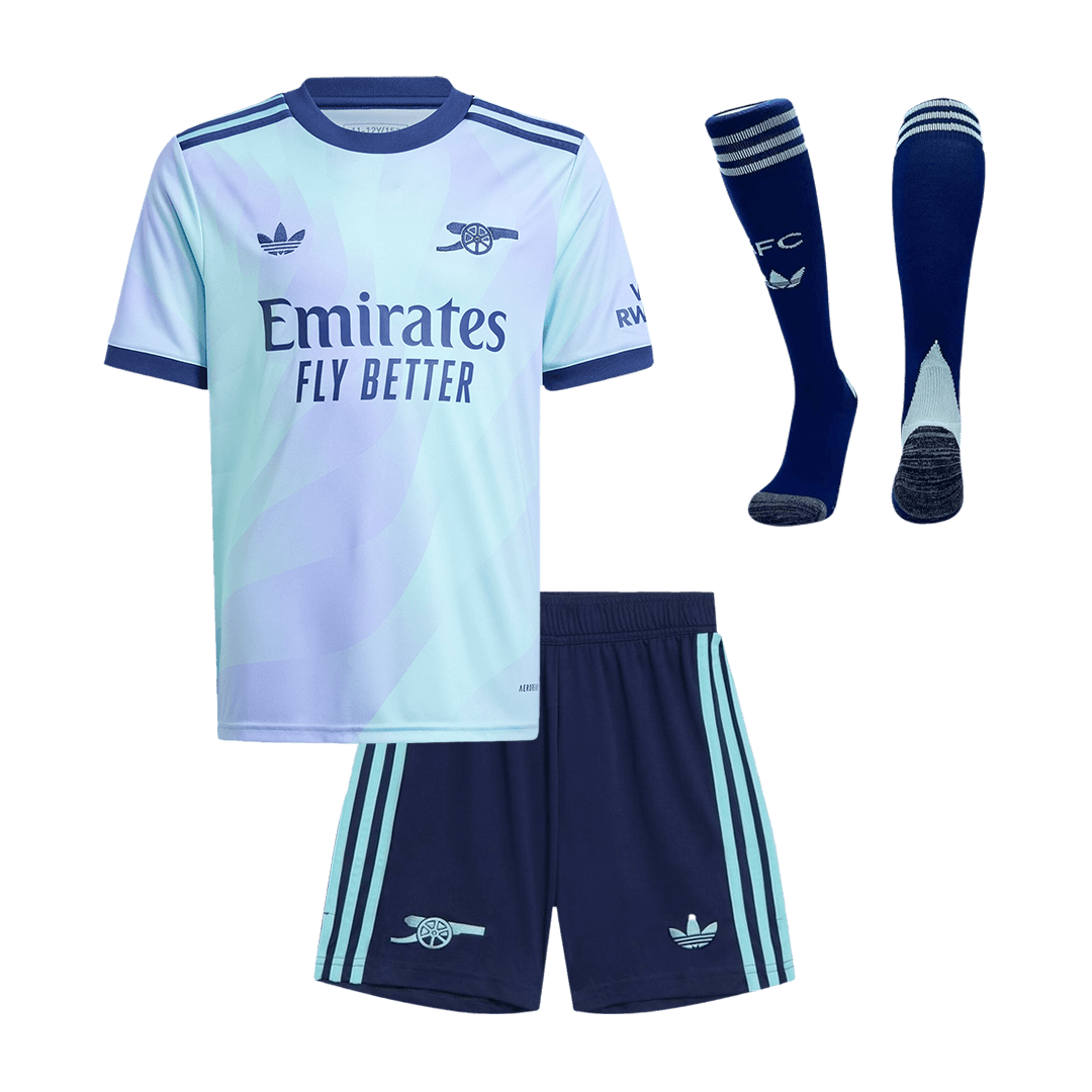 Maillot de football extérieur Arsenal Third 2024/25 pour enfant (maillot, short, chaussettes)