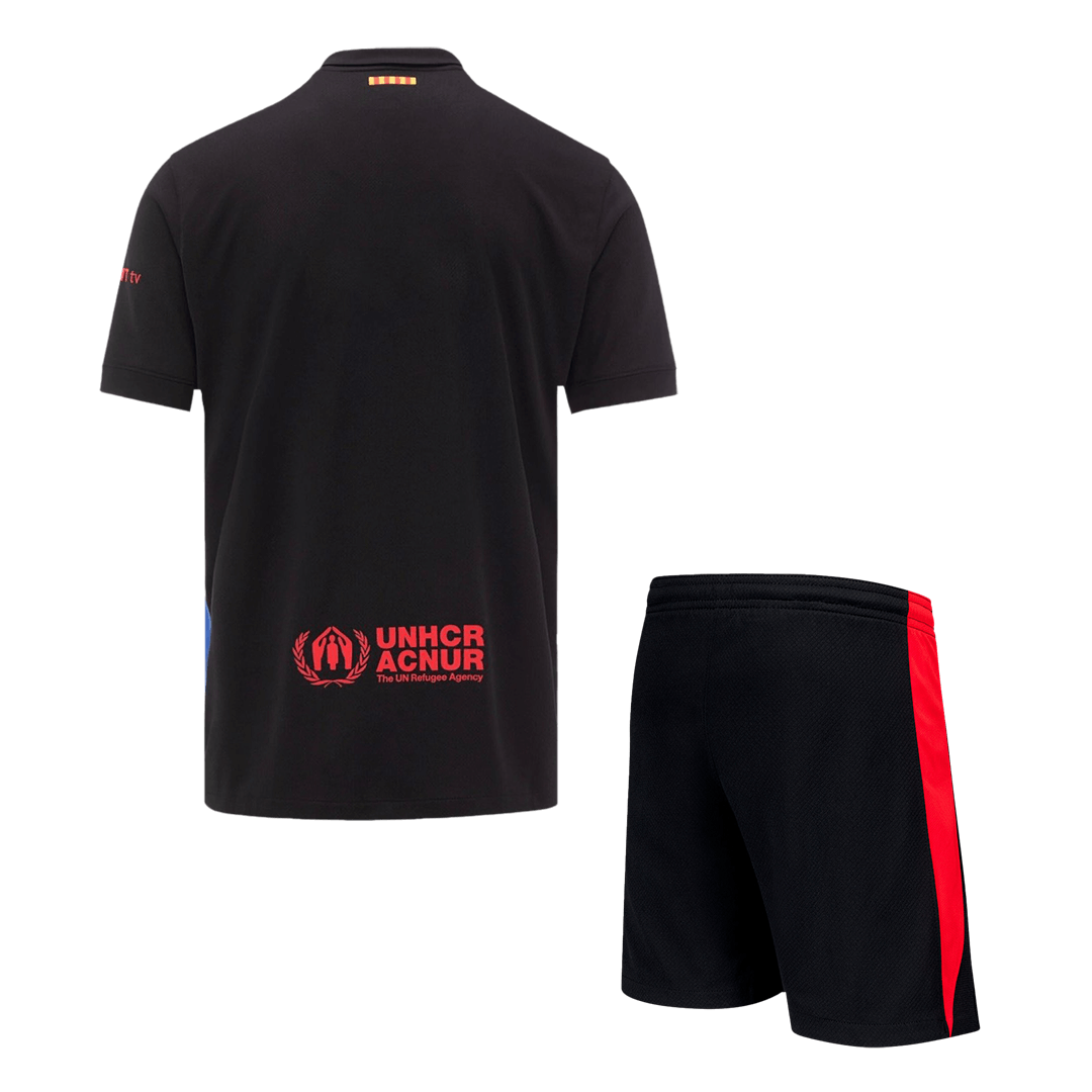 Barcelona Auswärts-Fußballtrikot 2024/25 (Trikot + Shorts) – Spotify-Logo ohne Text