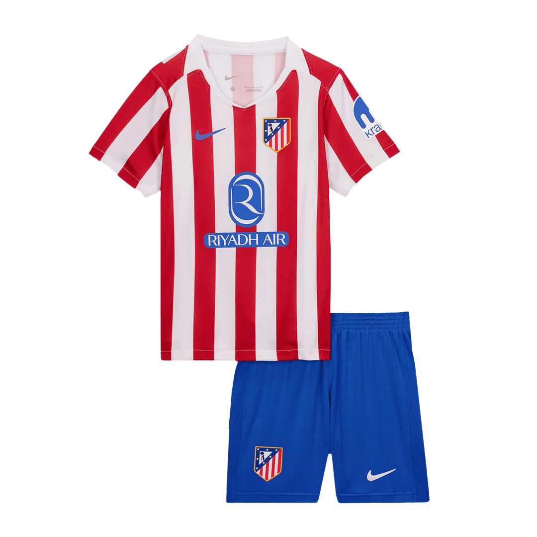 Kid's Atletico Madrid Home Soccer Jersey Kit(Jersey+Shorts) 2025/26 Red&White
