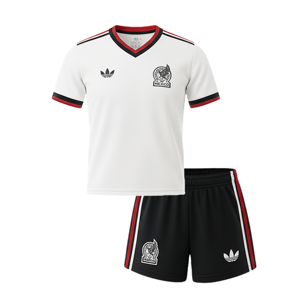 Kid's Mexico Away Soccer Jersey Kit(Jersey+Shorts) World Cup 2026 White