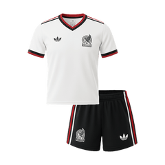 Kid's Mexico Away Soccer Jersey Kit(Jersey+Shorts) World Cup 2026 White