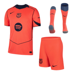 Barcelona Third Away Soccer Jersey Kit(Jersey+Shorts+Socks) 2025/26 Orange