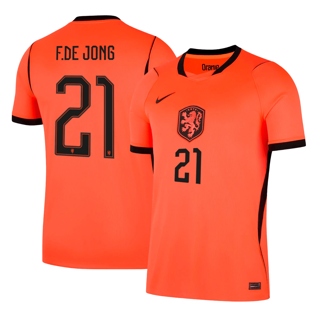 F.DE JONG #21 Netherlands Home Soccer Jersey World Cup 2026 Orange