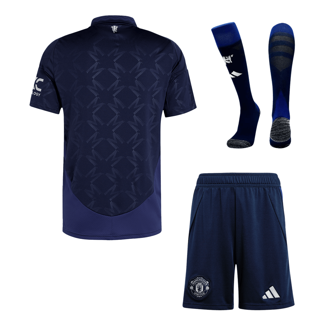 Manchester United Auswärts-Fußballtrikot 2024/25 (Trikot + Shorts + Socken)