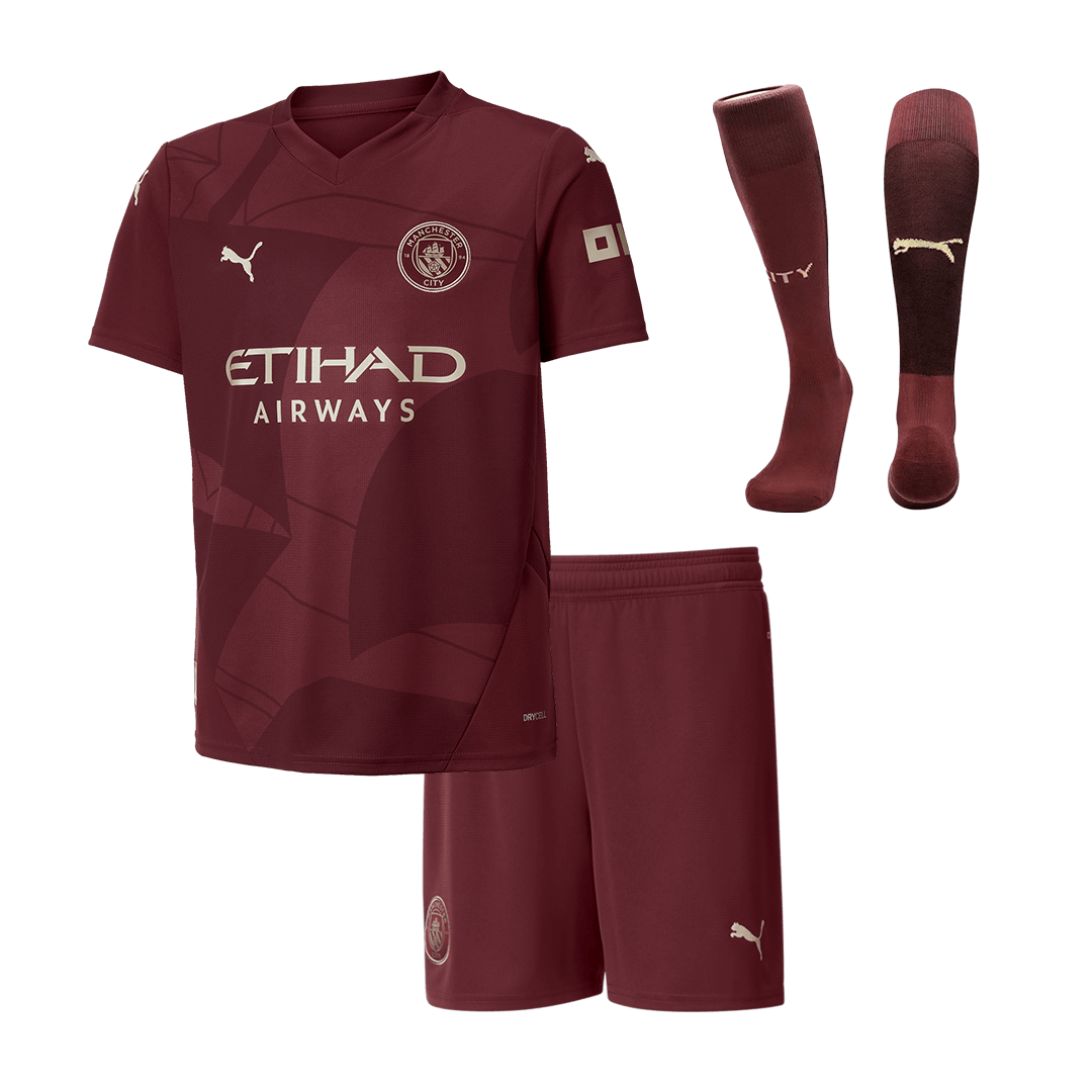 Maillot de football extérieur Manchester City 3e édition 2024/25 pour enfant (maillot, short, chaussettes)