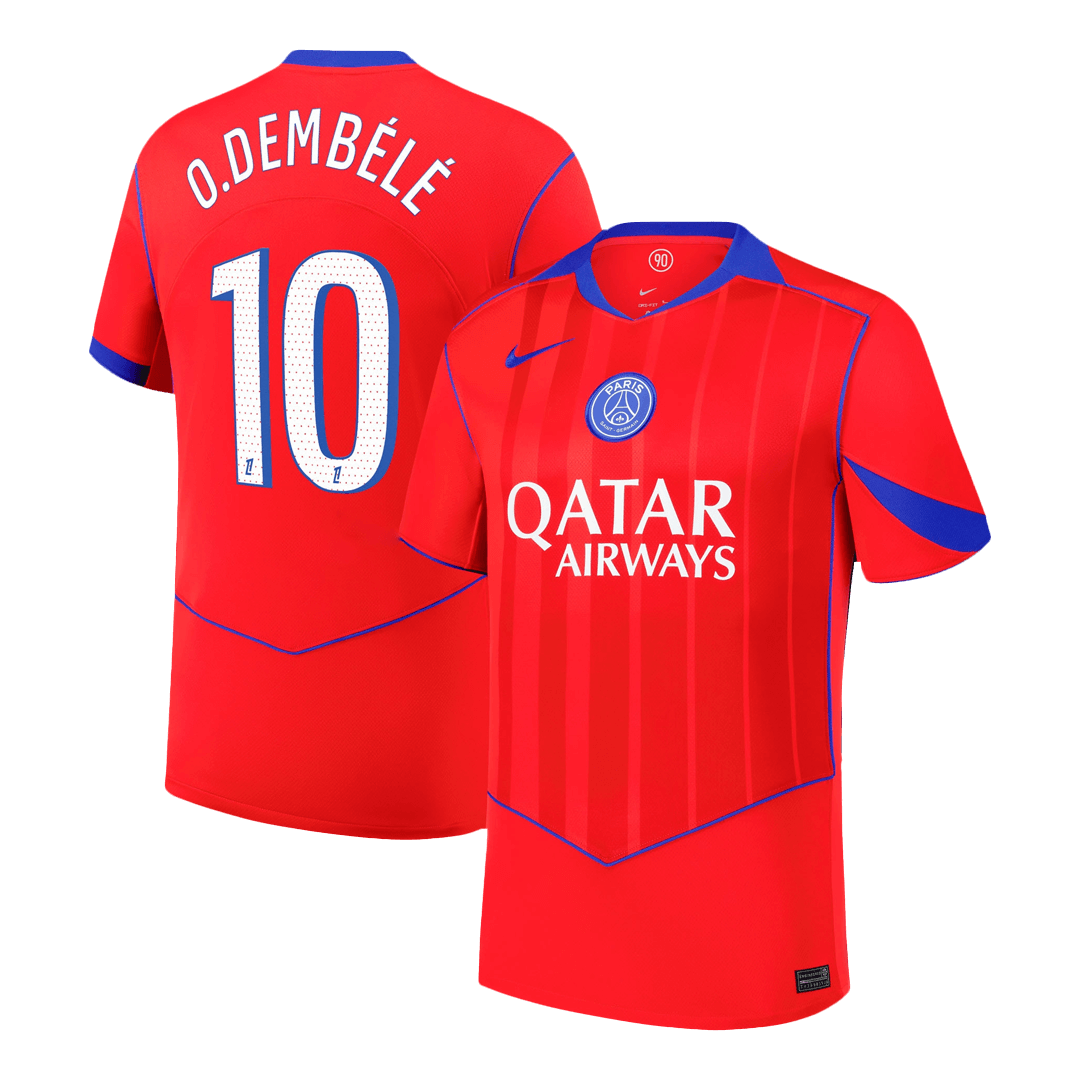 O.DEMBÉLÉ #10 PSG Third Away Soccer Jersey 2025/26 Red