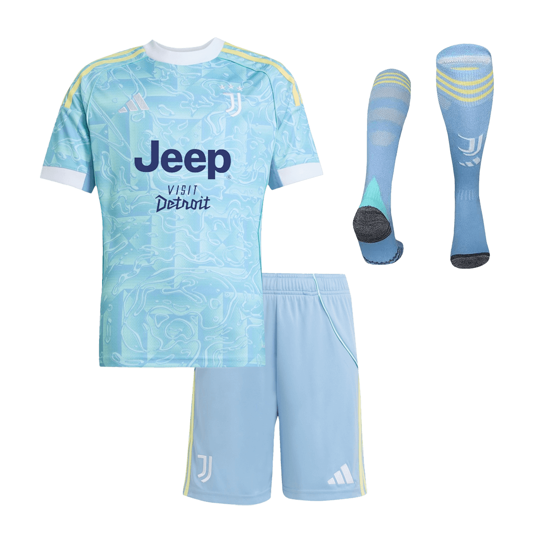 Kid's Juventus Away Soccer Jersey Kit(Jersey+Shorts+Socks)  25/26 Blue