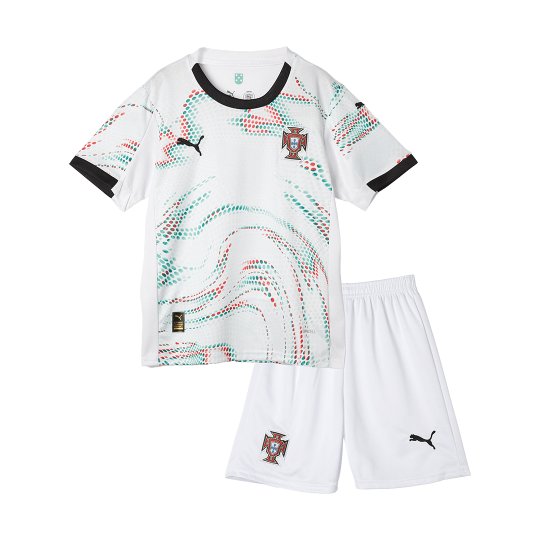 Portugal Auswärts-Fußballtrikot-Set 2025 für Kinder (Trikot + Shorts)