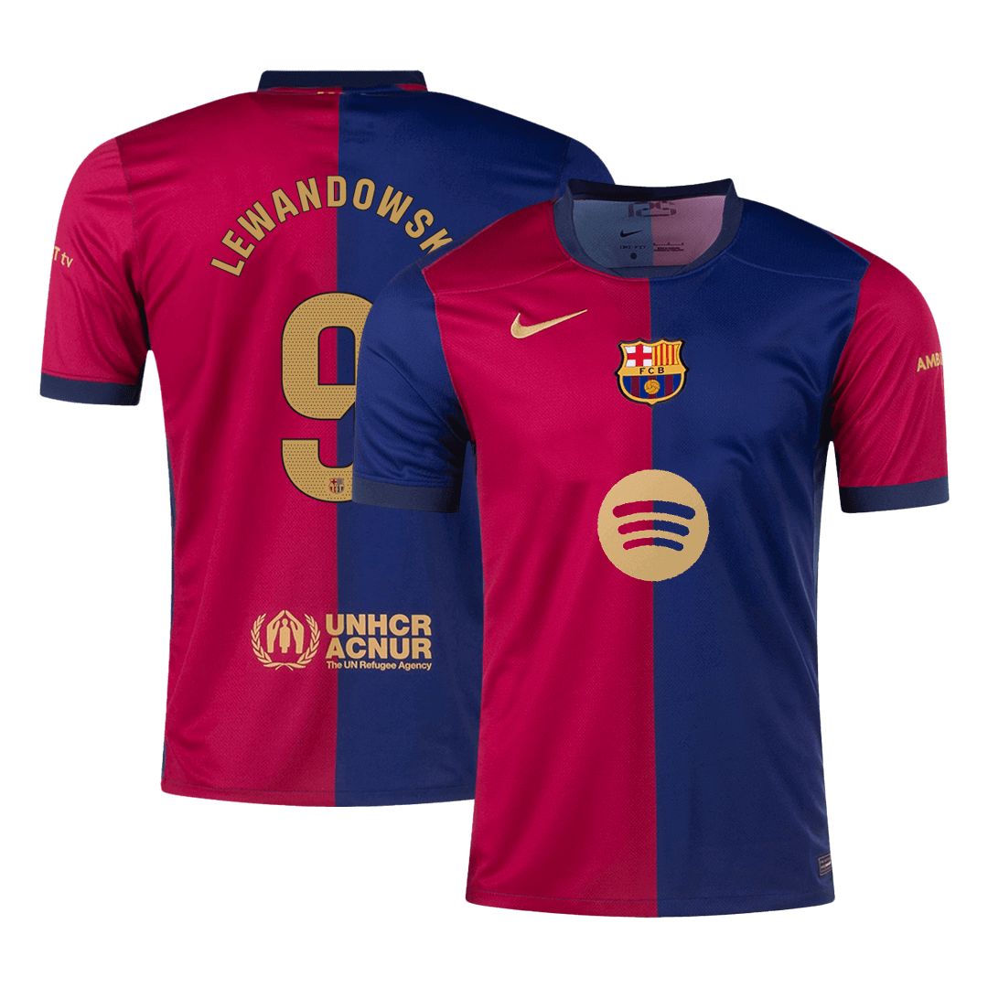 Barcelona LEWANDOWSKI #9 Home Jersey 2024/25 - Spotify Logo Without Text