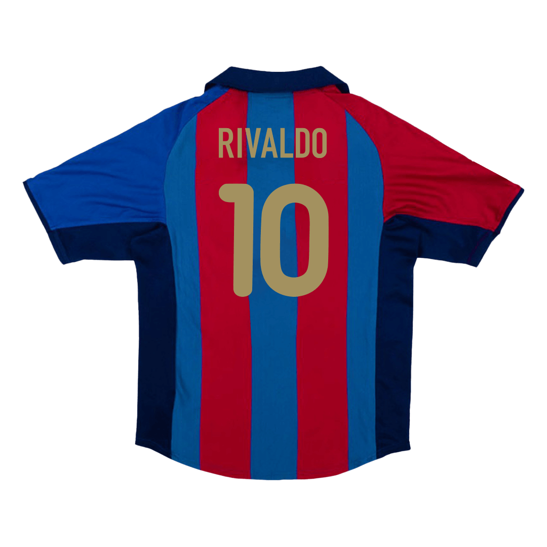 Barcelona RIVALDO #10 Home Soccer Jersey Retro 2001/02