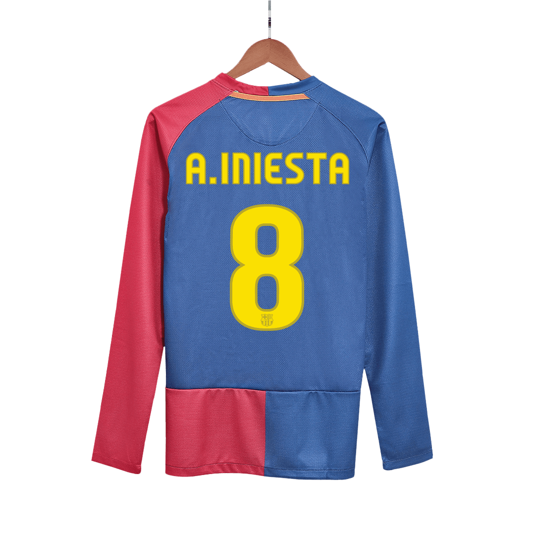 Barcelona A.INIESTA #8 Home Soccer Jersey Retro 2008/09 - Long Sleeve (UCL Final)
