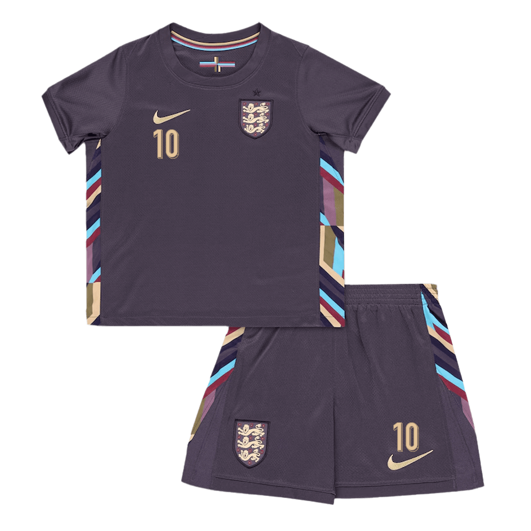 Maillot extérieur Angleterre Bellingham #10 pour enfant, EURO 2024 (maillot + short)