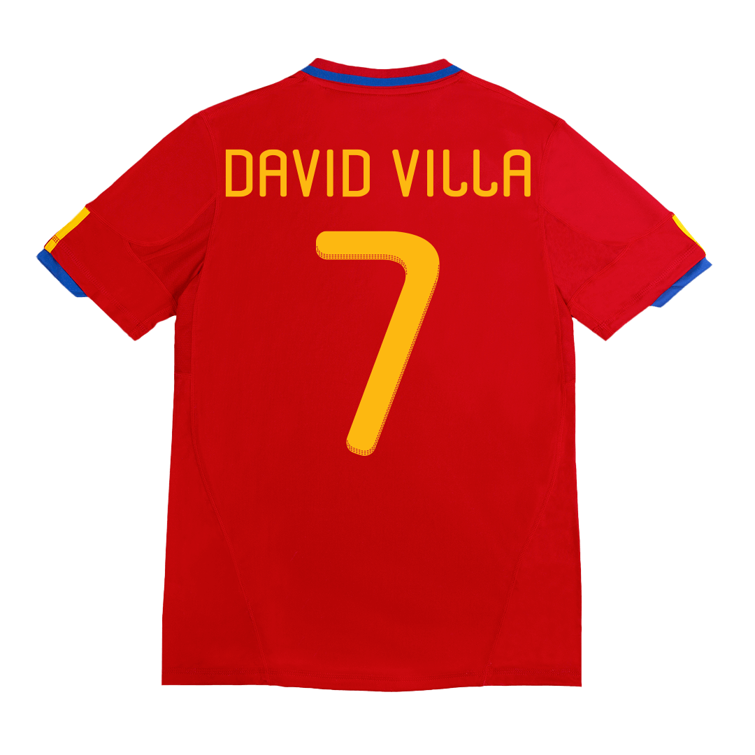 Spain DAVID VILLA #7 Home Soccer Jersey Retro 2010