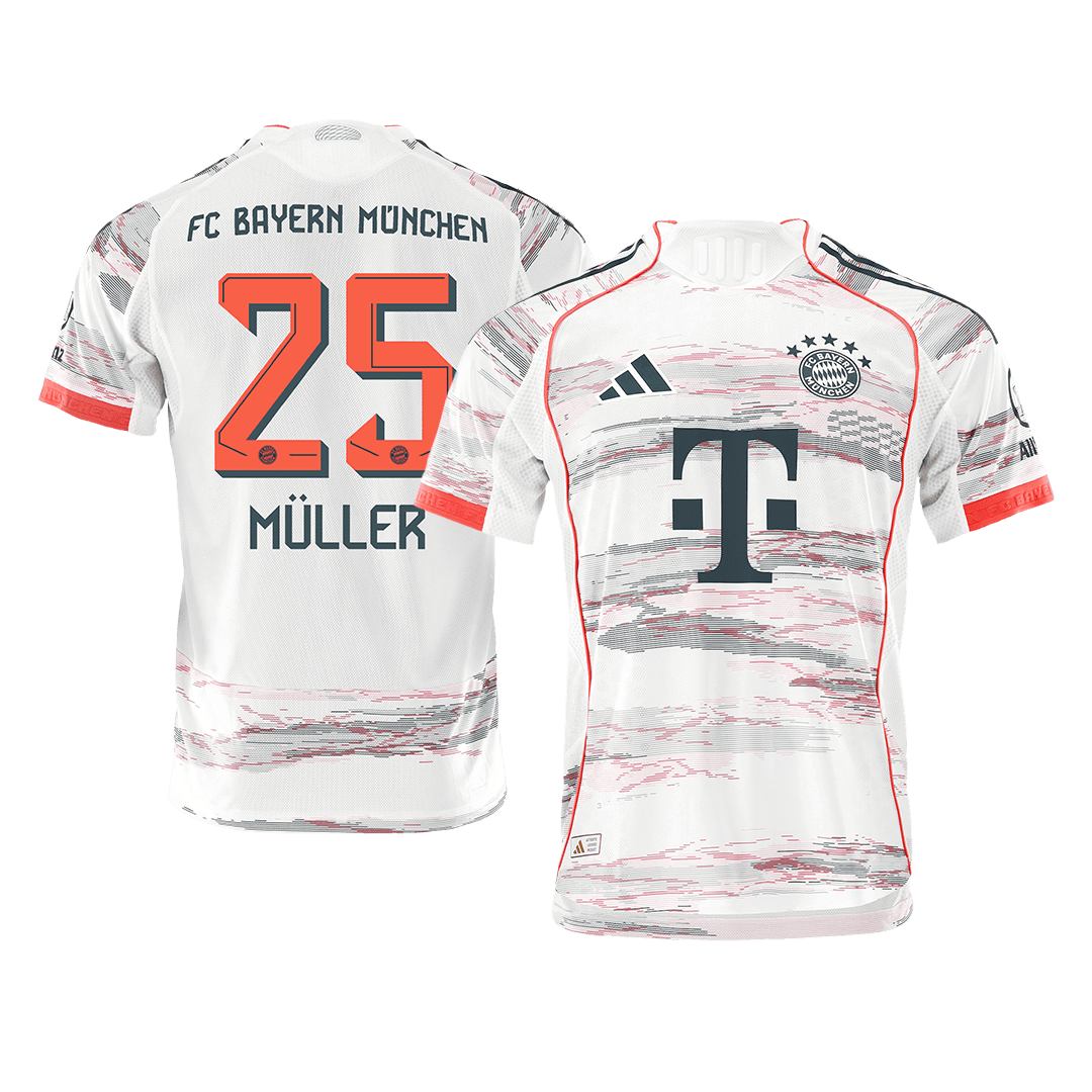 MÜLLER #25 Authentic Bayern Munich Away Soccer Jersey 2025/26 White