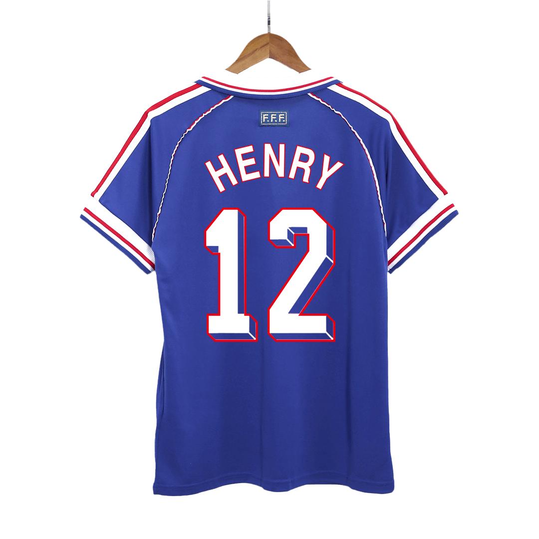 France HENRY #12 Home Soccer Jersey Retro 1998