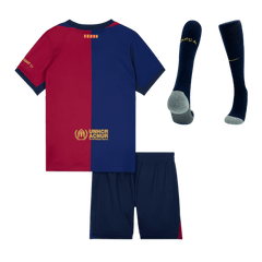 Maillot domicile Barcelone 2024/25 pour enfant (maillot, short, chaussettes) - Logo Spotify sans texte