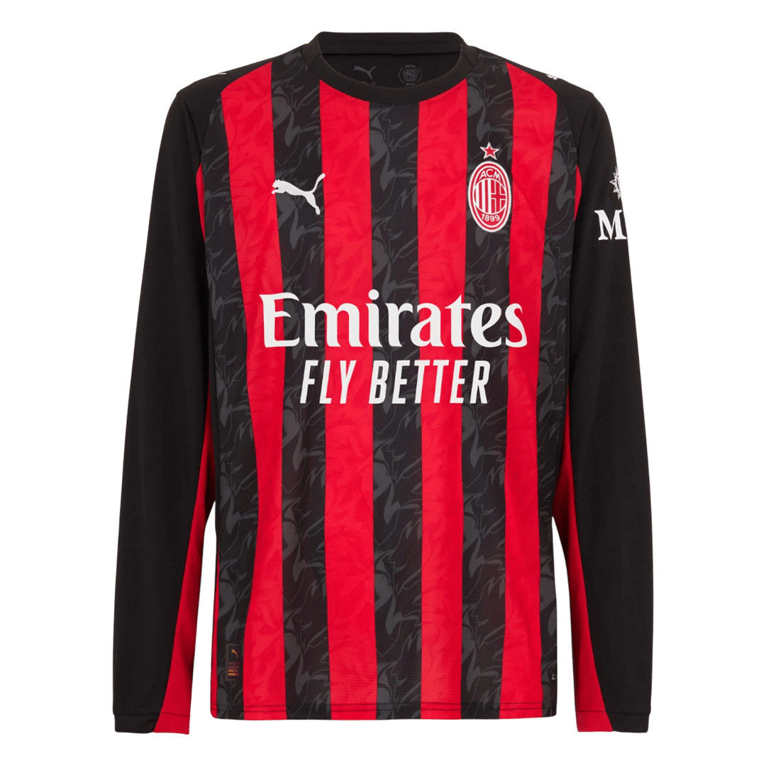 AC Milan Home Long Sleeve Soccer Jersey 25/26 Red&Black